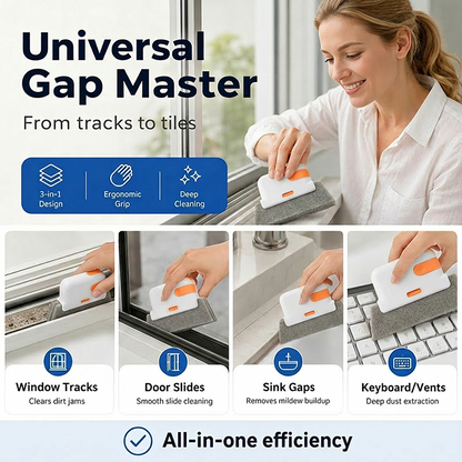 3-in-1 Window Track Cleaning Tool with Scrubbing Pad