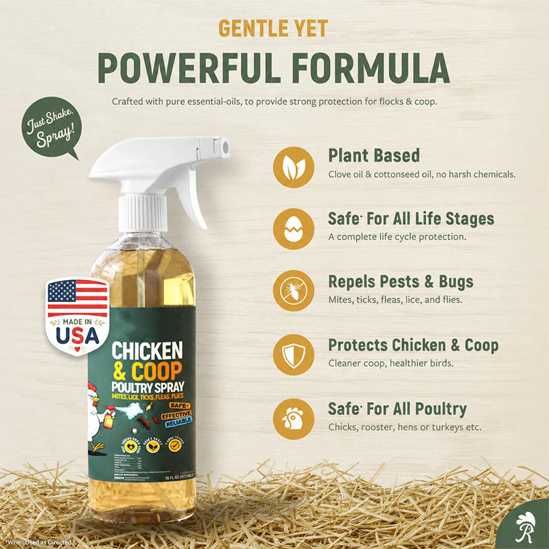 🐔Botanical Poultry Coop Cleaner Spray | 🌿Lemongrass & Peppermint, Repels Flies & Mites, Safe for Birds & Housing