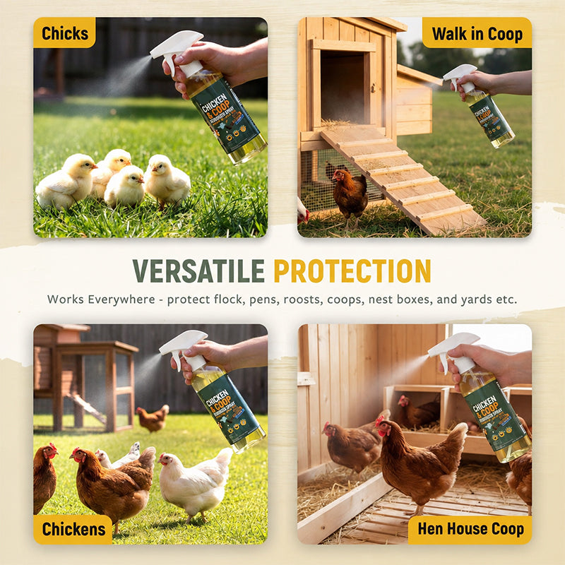 🐔Botanical Poultry Coop Cleaner Spray | 🌿Lemongrass & Peppermint, Repels Flies & Mites, Safe for Birds & Housing