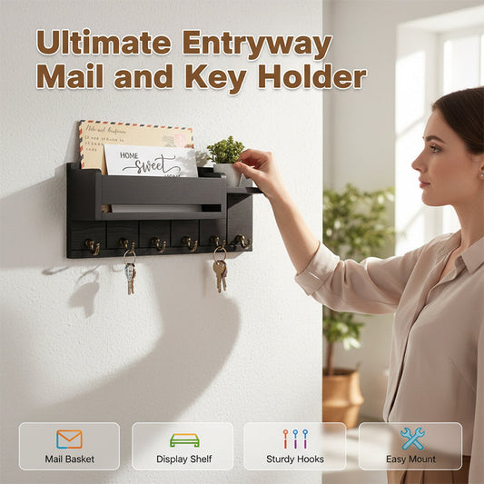 📢📢49% OFF !! ⏰Wall-Mounted Mail and Key Holder with Shelf