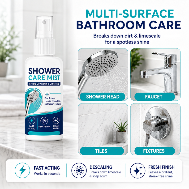 🚿Limited-time Special Price:£7.99!!!✨Fast-Acting Shower Limescale Remover Spray – Dissolves stubborn mineral deposits & hard water stains. Restores water flow & shine – just spray & wipe! 🧼💪
