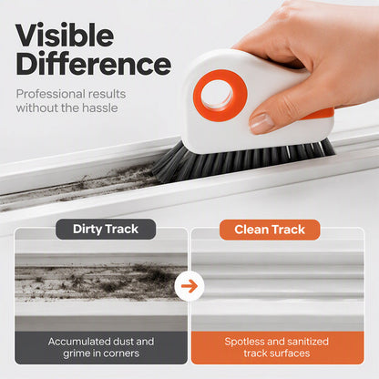 🧹 2-in-1 Window Groove Cleaning Brush with Built-in Scraper – Narrow Crevice Tool with Hard Bristles