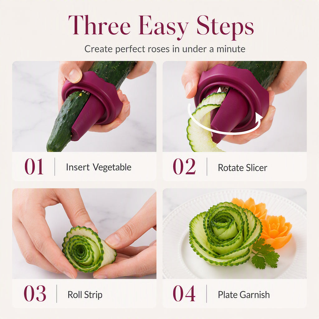 ⏳Manual Vegetable Spiralizer and Curler for Rose Flower Carving