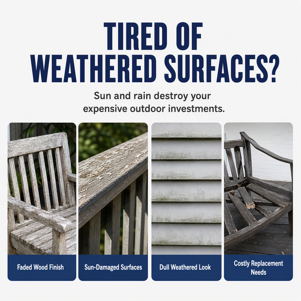 🪑50% OFF NOW! Outdoor Color Restorer Spray, Instant Faded Surface Reviver with UV Protection, Non‑Corrosive Renewing Spray for Wood Furniture, Fences & Outdoor Surfaces