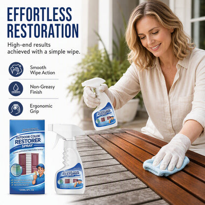 🪑50% OFF NOW! Outdoor Color Restorer Spray, Instant Faded Surface Reviver with UV Protection, Non‑Corrosive Renewing Spray for Wood Furniture, Fences & Outdoor Surfaces