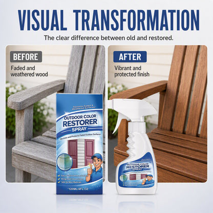 🪑50% OFF NOW! Outdoor Color Restorer Spray, Instant Faded Surface Reviver with UV Protection, Non‑Corrosive Renewing Spray for Wood Furniture, Fences & Outdoor Surfaces