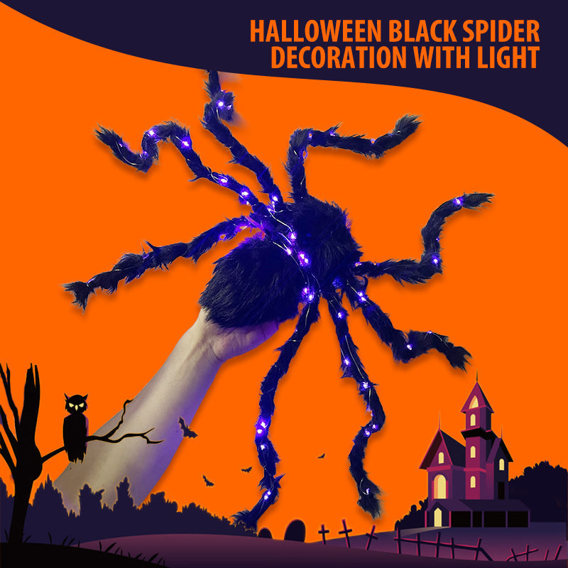 📢📢47% OFF !!⏰Halloween Black Spider Decoration with Light
