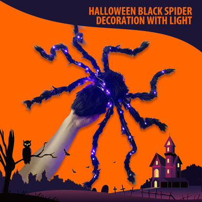 📢📢47% OFF !!⏰Halloween Black Spider Decoration with Light