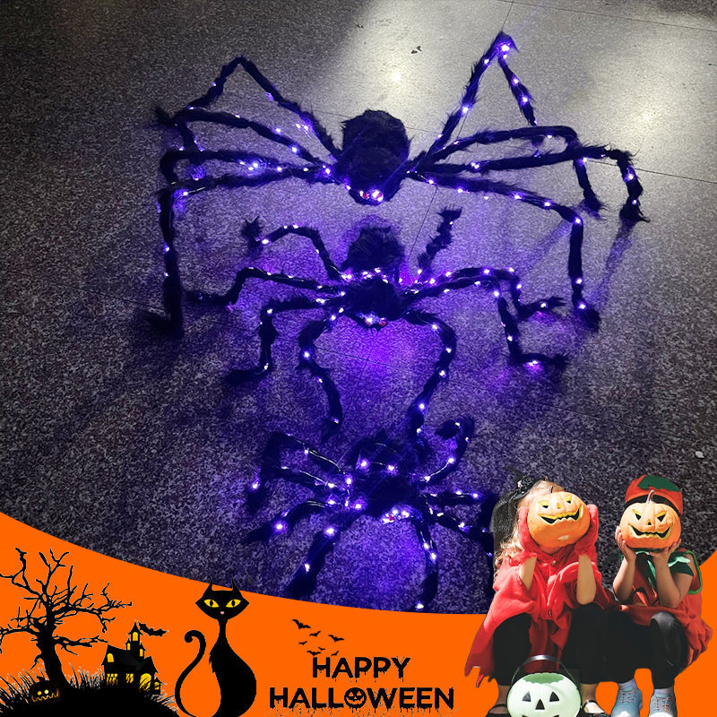 📢📢47% OFF !!⏰Halloween Black Spider Decoration with Light