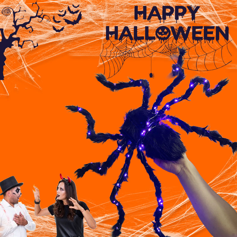 📢📢47% OFF !!⏰Halloween Black Spider Decoration with Light