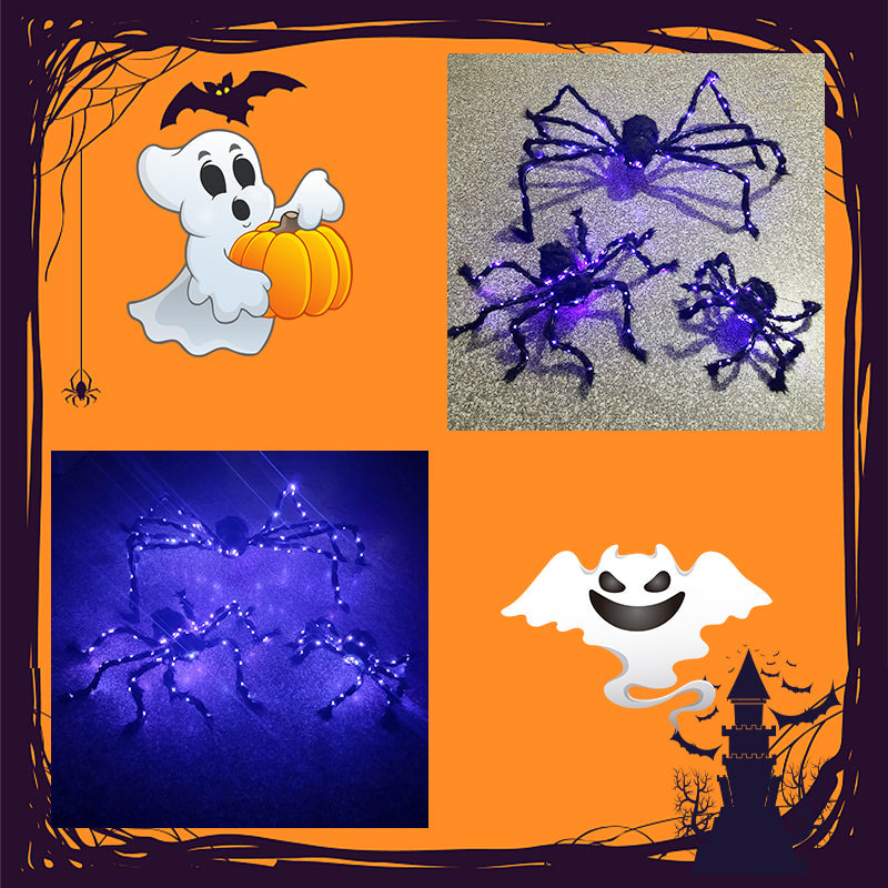 📢📢47% OFF !!⏰Halloween Black Spider Decoration with Light