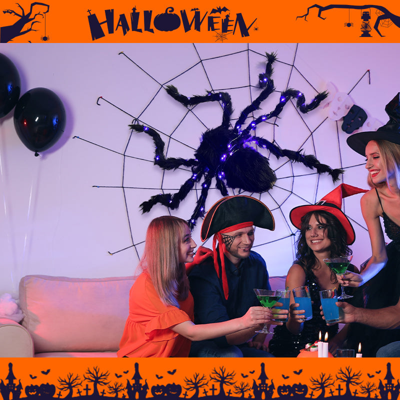 📢📢47% OFF !!⏰Halloween Black Spider Decoration with Light