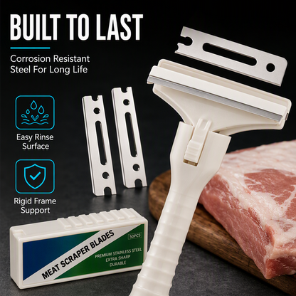 🥩🔥 47% OFF! Stainless Steel Meat Scraper – Easy Fat & Fascia Removal Tool for Beef & Pork 🔪✨