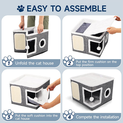 📢📢50% OFF !! ⏰Foldable 2-in-1 Cat Cube House