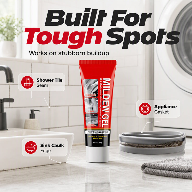 🥳2026 HOT SALE🥳💞50K+ SOLD! 🧽✨ 49% OFF! Powerful Mold Stain Remover Gel – No scrubbing! Just apply, wait & wipe. Thick gel clings to tile, grout & seals – removes mildew & dark stains effortlessly! 🛁💪