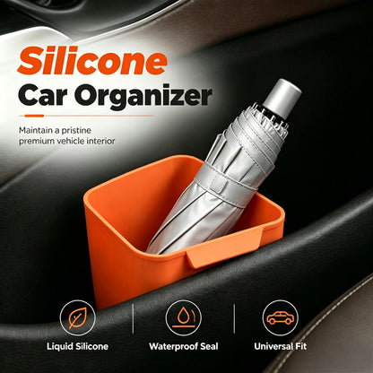 🚗48% OFF NOW! Silicone Car Door Organizer Bin, Waterproof Universal Car Door Side Storage Holder, Liquid‑Silicone Car Interior Caddy for Umbrella, Trash, Small Accessories