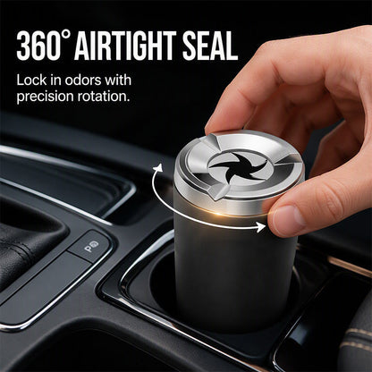 🚗49% OFF NOW! Rotating Car Ashtray with Ceramic Inner Liner, Mechanical Airtight Lid Car Cup‑Holder Ashtray, Universal Fit Smokeless Ash Container for Vehicle Interior