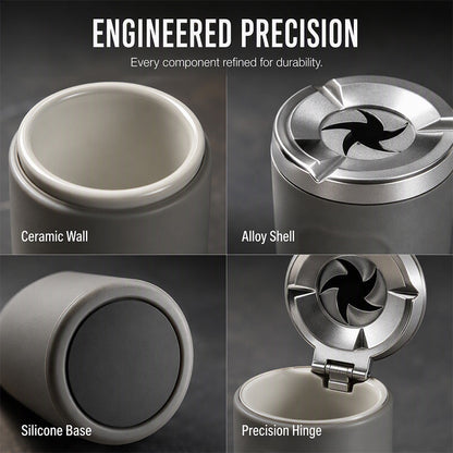 🚗49% OFF NOW! Rotating Car Ashtray with Ceramic Inner Liner, Mechanical Airtight Lid Car Cup‑Holder Ashtray, Universal Fit Smokeless Ash Container for Vehicle Interior