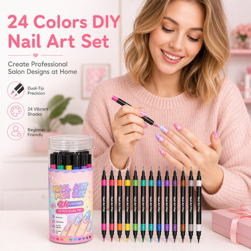 📢48% OFF !!⏰️ 24 Colors Dual Ended Nail Art Pens Set