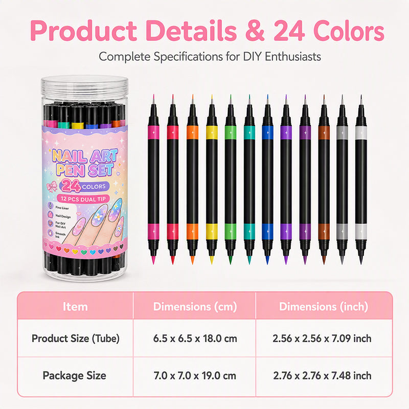 📢48% OFF !!⏰️ 24 Colors Dual Ended Nail Art Pens Set