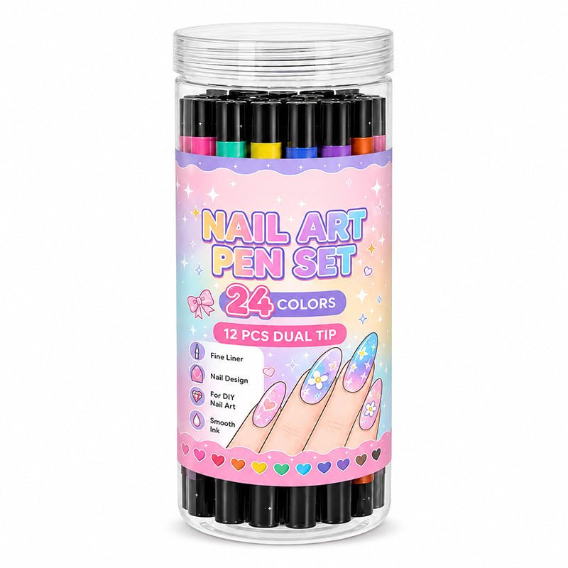 📢48% OFF !!⏰️ 24 Colors Dual Ended Nail Art Pens Set