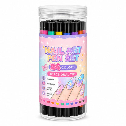 📢48% OFF !!⏰️ 24 Colors Dual Ended Nail Art Pens Set