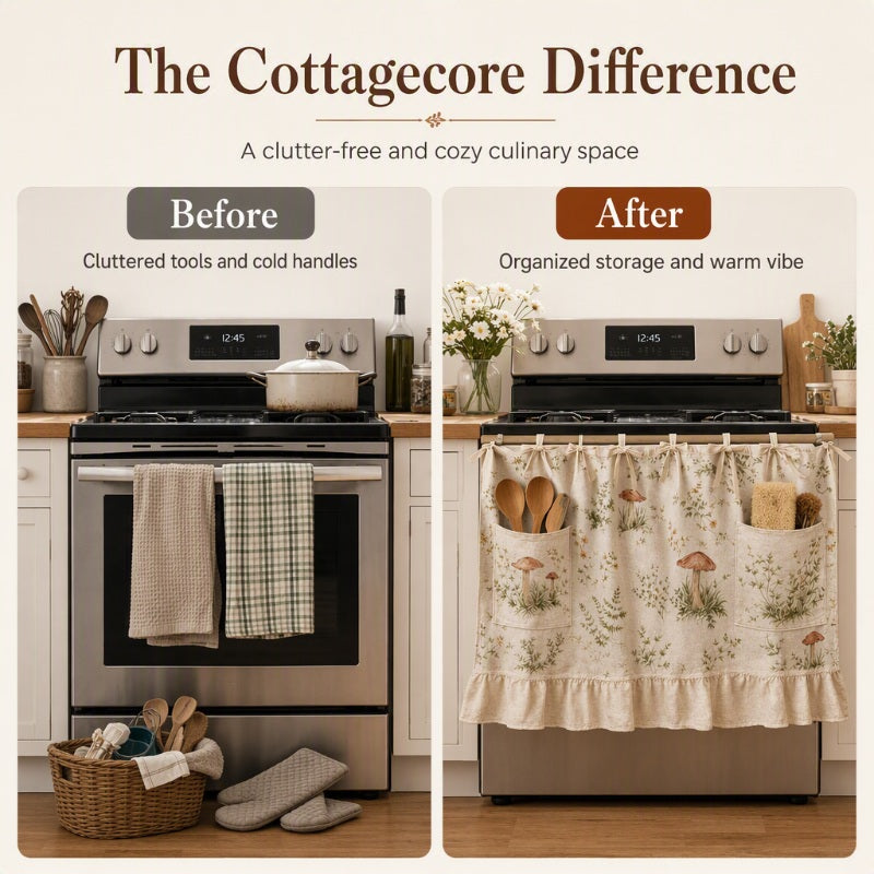 ☀️Oven Skirt Curtain with Pockets – Decorative, Storage‑friendly, Durable ✨