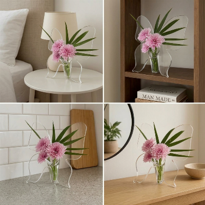 💐2026 HOT SALE-50% OFF🦋 Transparent Butterfly Vase – crystal-clear plastic with a stable base. Perfect for flowers, table decor and gifting! ✨💐