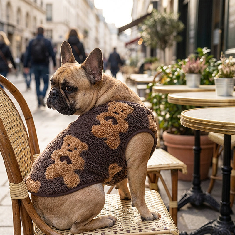 🐶 LIMITED-TIME 50% OFF! ✨ Cute Plush-Lined Pet Vest – Warm, Stretchy, Bear Pattern 🧸