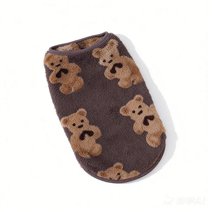🐶 LIMITED-TIME 50% OFF! ✨ Cute Plush-Lined Pet Vest – Warm, Stretchy, Bear Pattern 🧸